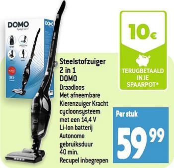 Promoties Domo elektro steelstofzuiger 2 in 1 domo - Domo elektro - Geldig van 22/11/2023 tot 28/11/2023 bij Smatch