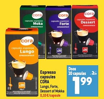 Promoties Espresso capsules cora - Huismerk - Smatch - Geldig van 22/11/2023 tot 28/11/2023 bij Smatch