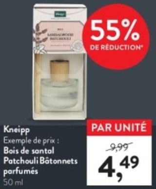 Promotions Bais de santal patchouli batonnets parfumes - Kneipp - Valide de 13/11/2023 à 26/11/2023 chez Holland & Barret