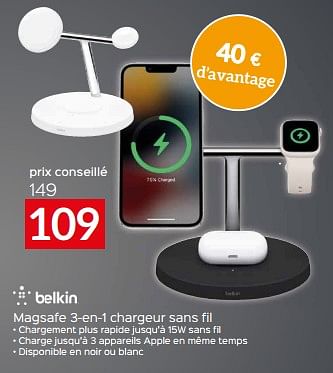 Promotions Belkin magsafe 3-en-1 chargeur sans fil - BELKIN - Valide de 17/11/2023 à 27/11/2023 chez Selexion