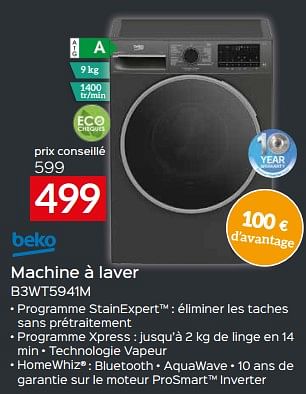 Promotions Beko machine à laver b3wt5941m - Beko - Valide de 17/11/2023 à 27/11/2023 chez Selexion