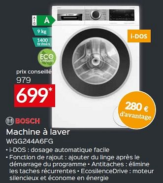Promoties Bosch machine à laver wgg244a6fg - Bosch - Geldig van 17/11/2023 tot 27/11/2023 bij Selexion