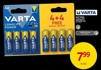 Promotions Batterie longlife power aa - Varta - Valide de 15/11/2023 à 27/11/2023 chez Brico