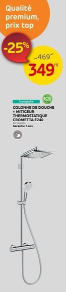Promotions Colonne de douche + mitigeur thermostatique crometta e240 - Hansgrohe - Valide de 15/11/2023 à 27/11/2023 chez Brico