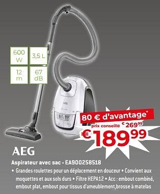 Promotions Aeg aspirateur avec sac - ea900258518 - AEG - Valide de 17/11/2023 à 27/11/2023 chez Exellent