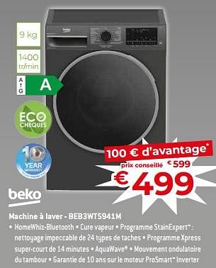 Promotions Beko machine à laver - beb3wt5941m - Beko - Valide de 17/11/2023 à 27/11/2023 chez Exellent