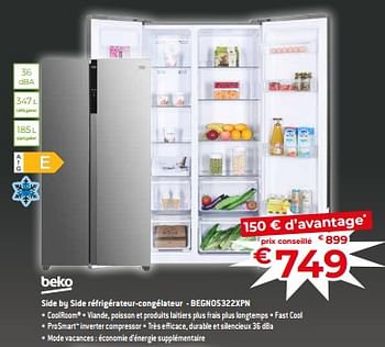 Promotions Beko side by side réfrigérateur-congélateur - begno5322xpn - Beko - Valide de 17/11/2023 à 27/11/2023 chez Exellent