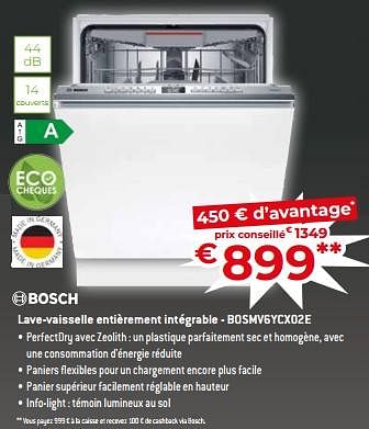 Promotions Bosch lave-vaisselle entièrement intégrable - bosmv6ycx02e - Bosch - Valide de 17/11/2023 à 27/11/2023 chez Exellent