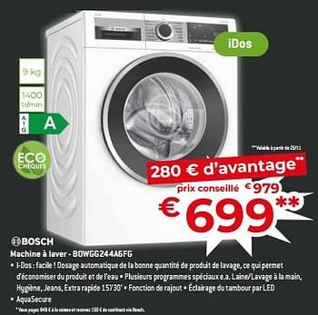 Promotions Bosch machine à laver - bowgg244a6fg - Bosch - Valide de 17/11/2023 à 27/11/2023 chez Exellent