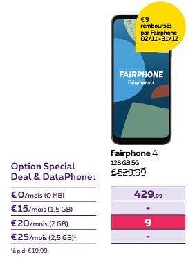 Promotions Fairphone 4 128 gb 5g - Fairphone - Valide de 15/11/2023 à 27/11/2023 chez Proximus