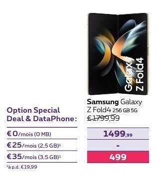 Promotions Samsung galaxy z fold4 256 gb 5g - Samsung - Valide de 15/11/2023 à 27/11/2023 chez Proximus