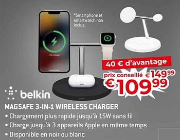 Promotions Belkin magsafe 3-in-1 wireless charger - BELKIN - Valide de 17/11/2023 à 27/11/2023 chez Exellent