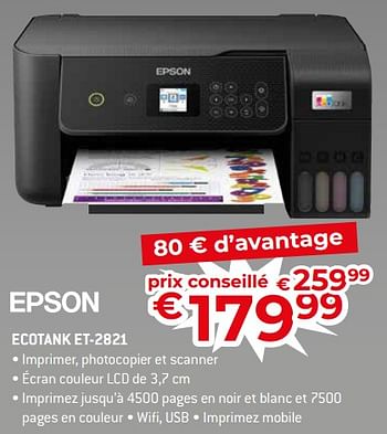 Promotions Epson ecotank et-2821 - Epson - Valide de 17/11/2023 à 27/11/2023 chez Exellent
