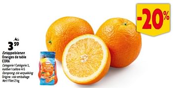 Promoties Eetappelsienen oranges de table cora - Huismerk - Match - Geldig van 22/11/2023 tot 28/11/2023 bij Match