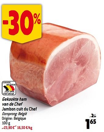 Promoties Gekookte ham van de chef jambon cuit du chef - Huismerk - Match - Geldig van 22/11/2023 tot 28/11/2023 bij Match