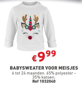 Promotions Babysweater voor meisjes - Produit maison - Trafic  - Valide de 22/11/2023 à 27/11/2023 chez Trafic