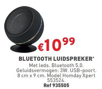 Promoties Bluetooth luidspreker homday xpert 553524 - Homday - Geldig van 22/11/2023 tot 27/11/2023 bij Trafic