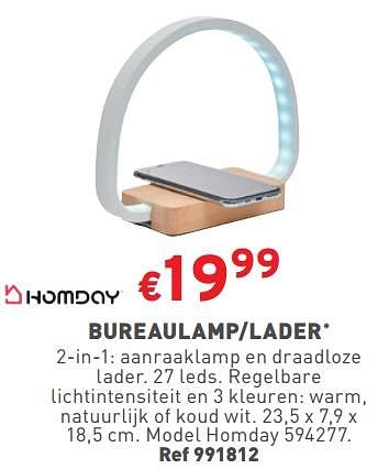 Promoties Bureaulamp-lader homday 594277 - Homday - Geldig van 22/11/2023 tot 27/11/2023 bij Trafic