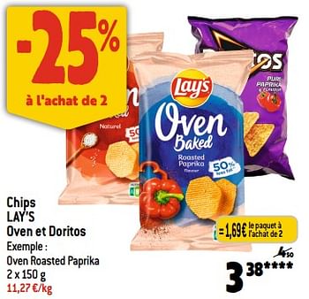 Promotions Chips lay’s oven et doritos - Lay's - Valide de 22/11/2023 à 28/11/2023 chez Smatch