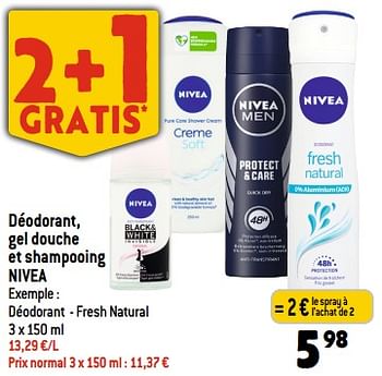 Promotions Déodorant, gel douche et shampooing nivea - Nivea - Valide de 22/11/2023 à 28/11/2023 chez Smatch