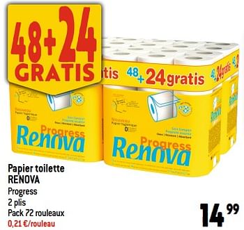 Promotions Papier toilette renova - Renova - Valide de 22/11/2023 à 28/11/2023 chez Smatch