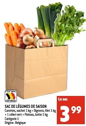 Promotions Sac de légumes de saison - Produit Maison - Smatch - Valide de 22/11/2023 à 28/11/2023 chez Smatch