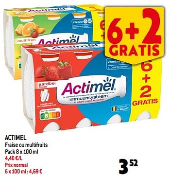 Promotions Actimel fraise ou multifruits - Danone - Valide de 22/11/2023 à 28/11/2023 chez Match