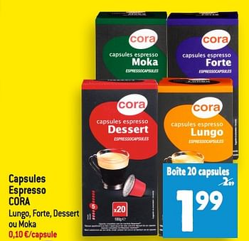 Promotions Capsules espresso cora - Produit maison - Match - Valide de 22/11/2023 à 28/11/2023 chez Match