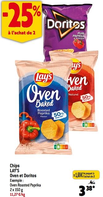 Promotions Chips lay’s oven et doritos - Lay's - Valide de 22/11/2023 à 28/11/2023 chez Match