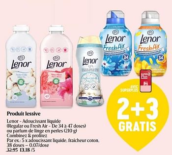 Promotions Adoucissant liquide, fraîcheur coton - Lenor - Valide de 23/11/2023 à 29/11/2023 chez Delhaize