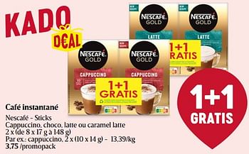 Promotions Café instantané nescafé - sticks cappuccino - Nescafe - Valide de 23/11/2023 à 29/11/2023 chez Delhaize
