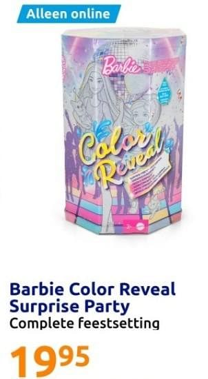 Promotions Barbie color reveal surprise party - Mattel - Valide de 15/11/2023 à 21/11/2023 chez Action