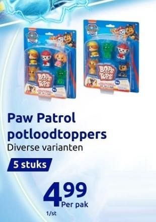 Promoties Paw patrol potloodtoppers - Nickelodeon - Geldig van 15/11/2023 tot 21/11/2023 bij Action