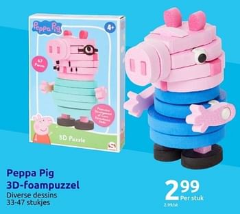 Promoties Peppa pig 3d-foampuzzel - Peppa  Pig - Geldig van 15/11/2023 tot 21/11/2023 bij Action