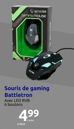 Promoties Souris de gaming battletron - Huismerk - Action - Geldig van 15/11/2023 tot 21/11/2023 bij Action