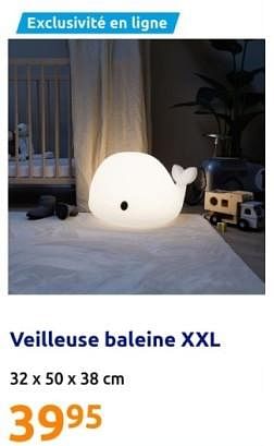 Promotions Veilleuse baleine xxl - Produit Maison - Action - Valide de 15/11/2023 à 21/11/2023 chez Action