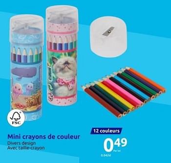 Promotions Mini-crayons de couleur - Produit Maison - Action - Valide de 15/11/2023 à 21/11/2023 chez Action