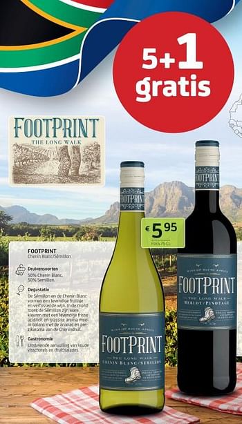 Promoties Footprint chenin blanc-sémillon - Witte wijnen - Geldig van 17/11/2023 tot 30/11/2023 bij BelBev