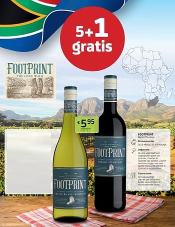 Promoties Footprint merlot-pinotage - Rode wijnen - Geldig van 17/11/2023 tot 30/11/2023 bij BelBev