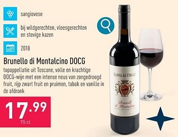 Promoties Brunello di montalcino docg - Rode wijnen - Geldig van 27/11/2023 tot 08/12/2023 bij Aldi