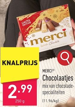 Promoties Chocolaatjes - MERCI - Geldig van 01/12/2023 tot 08/12/2023 bij Aldi