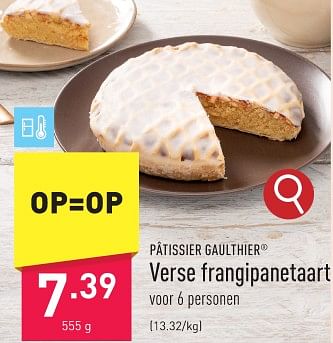 Promoties Verse frangipanetaart - Patissier Gaulthier - Geldig van 01/12/2023 tot 08/12/2023 bij Aldi