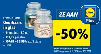 Promoties Geurkaars in glas - Livarno - Geldig van 29/11/2023 tot 05/12/2023 bij Lidl