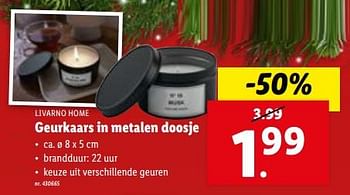 Promoties Geurkaars in metalen doosje - Livarno - Geldig van 29/11/2023 tot 05/12/2023 bij Lidl
