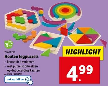 Promoties Houten legpuzzels - Playtive - Geldig van 29/11/2023 tot 05/12/2023 bij Lidl