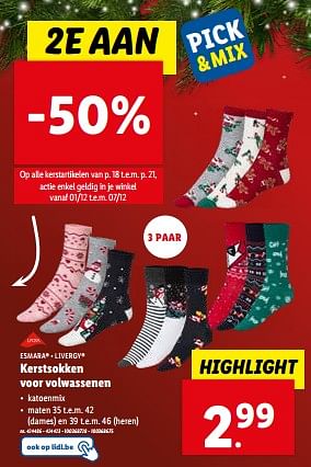 Promoties Kerstsokken voor volwassenen - Huismerk - Lidl - Geldig van 29/11/2023 tot 05/12/2023 bij Lidl