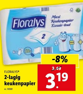 Promoties 2-lagig keukenpapier - Floralys - Geldig van 29/11/2023 tot 05/12/2023 bij Lidl