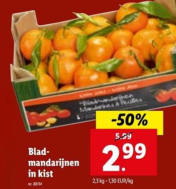 Promoties Bladmandarijnen in kist - Huismerk - Lidl - Geldig van 29/11/2023 tot 05/12/2023 bij Lidl