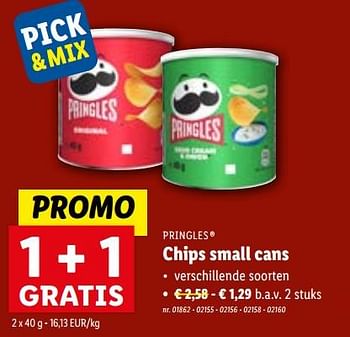 Promoties Chips small cans - Pringles - Geldig van 29/11/2023 tot 05/12/2023 bij Lidl