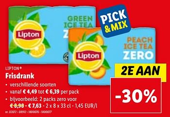 Promoties Frisdrank - Lipton - Geldig van 29/11/2023 tot 05/12/2023 bij Lidl